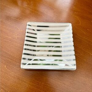 J. Crew small square silver and ivory stripe jewelry tray